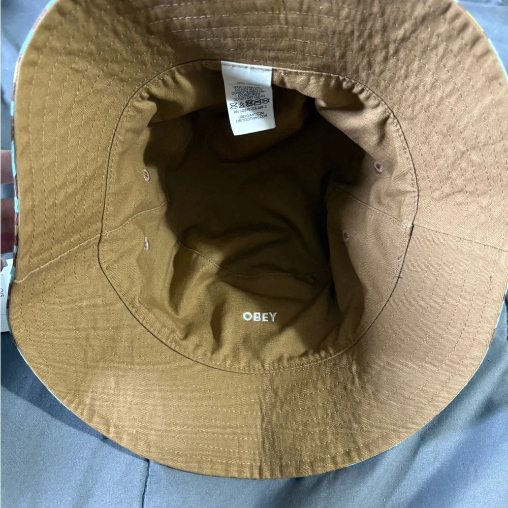 Obey Aqua and Tan Leopard Print Bucket Hat - Picture 5 of 11